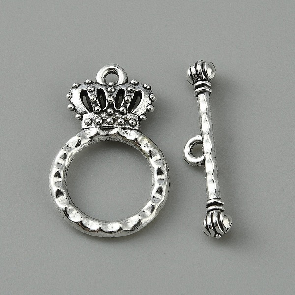 

PandaHall Tibetan Style Alloy Toggle Clasps, Crown, Antique Silver, O Clasps: 23.5x15x4mm, Hole: 1.2mm, T Clasps: 6x25x4mm, Hole: 1.4mm...