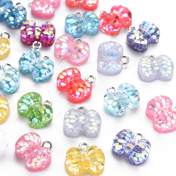 

PandaHall Epoxy Resin Charms, with Sequins/Paillette and Platinum Plated Iron Loop, Butterfly, Mixed Color, 12x13.5x6.5mm, Hole: 2mm..., Multicolor