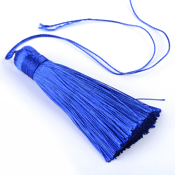 

PandaHall Polyester Tassel Pendant Decorations, Blue, 77~81x12~13mm Polyester Blue