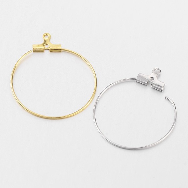 

PandaHall Brass Pendants, Hoop Earring Findings, Mixed Color, 21 Gauge, 30x28~29x0.7mm, Hole: 1mm Brass