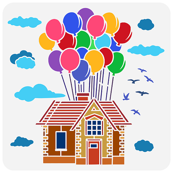 

PandaHall PET Hollow Out Drawing Painting Stencils, for DIY Scrapbook, Photo Album, House Pattern, 30x30cm Plastic House