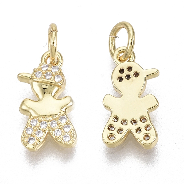 

PandaHall Brass Micro Pave Cubic Zirconia Charms, with Jump Ring, Nickel Free, Boy, Clear, Real 18K Gold Plated, 13x7x2.5mm, Hole: 3mm...