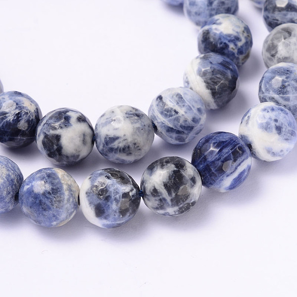 

PandaHall Faceted Natural Sodalite Round Bead Strands, 10mm, Hole: 1mm, about 33pcs/strand, 14.9 inch Sodalite Round
