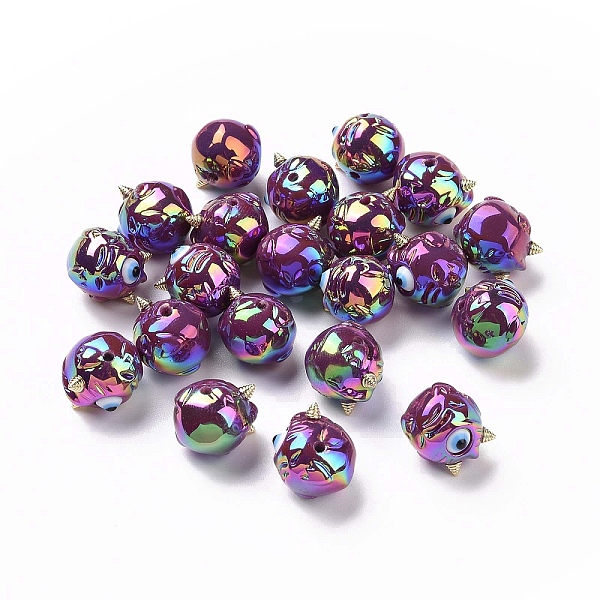 

PandaHall UV Plating Rainbow Iridescent Acrylic Beads, Demon with Evil Eye, Purple, 11.5x13x12mm, Hole: 1.6mm Acrylic Others Purple