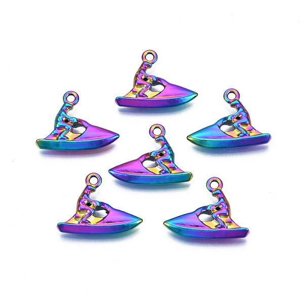 

PandaHall Rainbow Color Alloy Pendants, Cadmium Free & Lead Free, Yacht, 18.5x24x4mm, Hole: 2mm Alloy Others