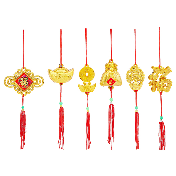 スーパーファインディング 24 個 6 スタイルのプラスチック吊り下げ装飾中国の旧正月