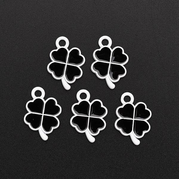 

PandaHall Spray Painted Alloy Enamel Pendants, Clover, Black, 18x12x1.5mm, Hole: 2mm Alloy+Enamel Clover Black