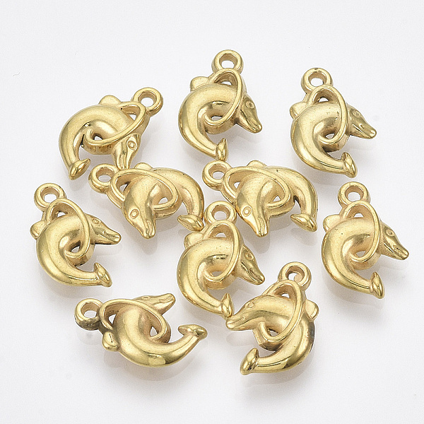 

PandaHall CCB Plastic Pendants, Dolphin, Golden, 17x11x3.5mm, Hole: 1.2mm, about 1870pcs/500g Plastic Dolphin