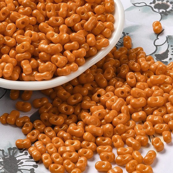 

PandaHall Baking Paint Glass Seed Beads, Peanut, Dark Orange, 5.5~6x3~3.5x3mm, Hole: 1~1.2mm, about 4000pcs/pound Glass Peanut