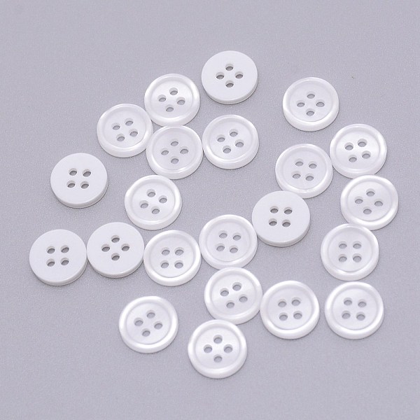 

PandaHall Resin Button, Mixed Dyed and Undyed, 4-hole, Flat Round, White, 11.2x1.5mm, Hole: 2.2mm Resin Flat Round White