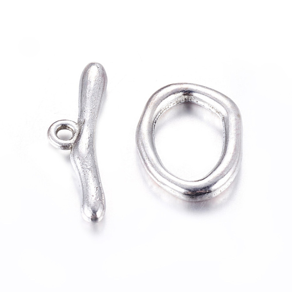 PandaHall Alloy Toggle Clasps, Lead Free & Cadmium Free & Nickel Free, Antique Silver, Ring:16x21x3mm, Bar:9x29mm, Hole: 2mm. Alloy Oval
