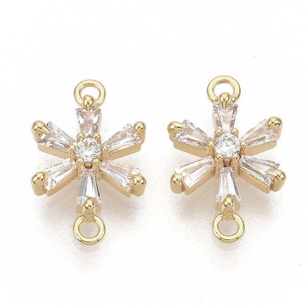 

PandaHall Brass Micro Pave Clear Cubic Zirconia Links connectors, Nickel Free, Real 18K Gold Plated, Flower, Clear, 14.5x9x3.5mm, Hole...