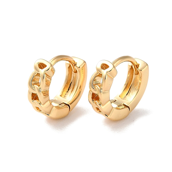 Curb Chain Shape Brass Hoop Earrings For Women