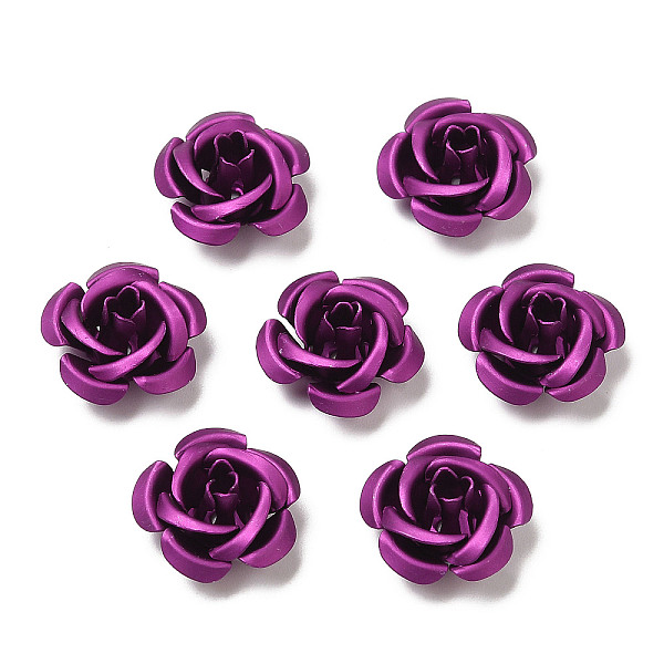 PandaHall Aluminum Beads, Oxidation, Rose, Orchid, 15x15x9mm, Hole: 1.4mm Aluminum Flower Purple