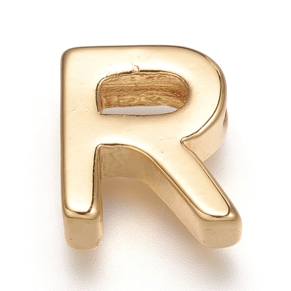 

PandaHall Brass Charms, Long-Lasting Plated, Real 18K Gold Plated, Letter.R, R: 8.5x7.5x3mm, Hole: 1.6mm Brass Letter