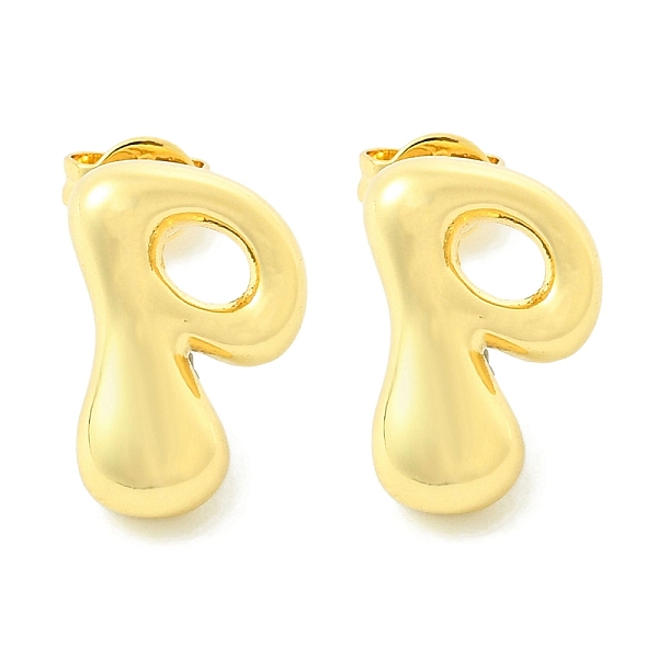 

PandaHall Rack Plating Brass Earrings, Cadmium Free & Lead Free, Long-Lasting Plated, Stud Earrings, Alphabet, Real 18K Gold Plated, Letter...