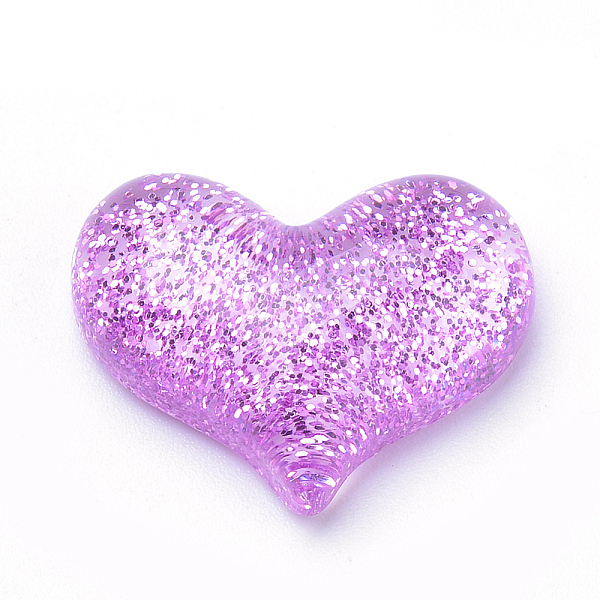 

PandaHall Resin Cabochons, with Glitter Powder, Heart, Medium Orchid, 16.5x21.5x6~7mm Resin Heart