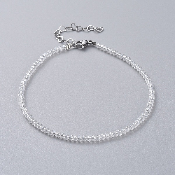 

PandaHall Electroplate Glass Beads Anklets, with 304 Stainless Steel Heart Link Chains & Lobster Claw Clasps & Snap on Bails, Heart Glass..., White