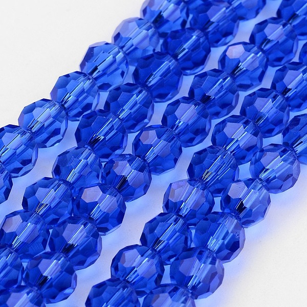 

PandaHall Transparent Glass Bead Strands, Imitate Austrian Crystal, Faceted(32 Facets), Round, Blue, 8mm, Hole: 1mm, about 70~72pcs/strand...