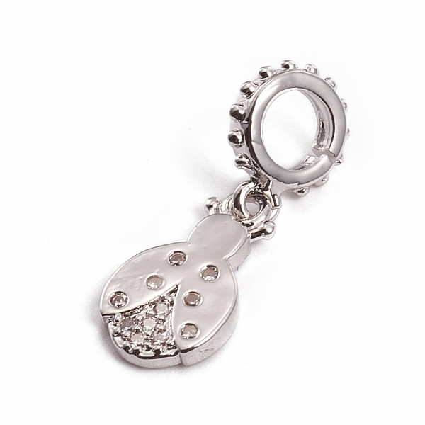 

PandaHall Brass European Dangle Charms, with Clear Cubic Zirconia, Large Hole Pendants, Ladybird/Ladybug, Platinum, 20.5mm, Hole: 4.5mm...