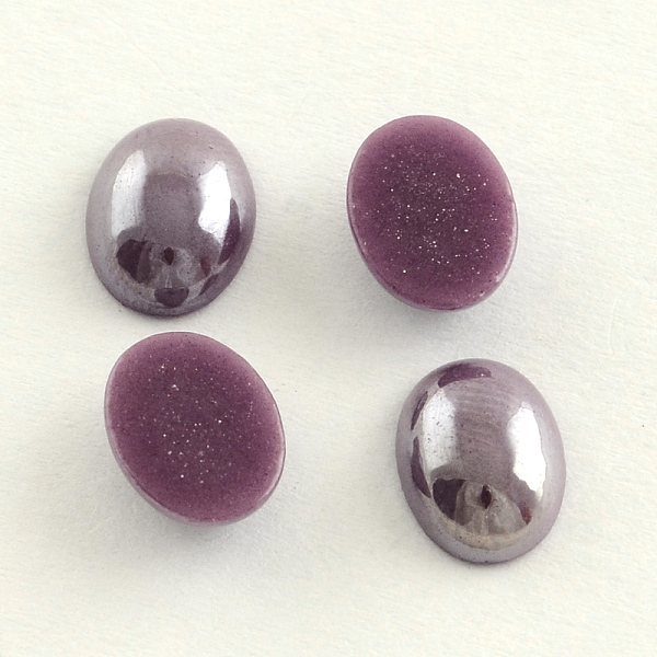 

PandaHall Pearlized Plated Opaque Glass Cabochons, Oval, Medium Purple, 13x10x5mm Glass Oval Purple