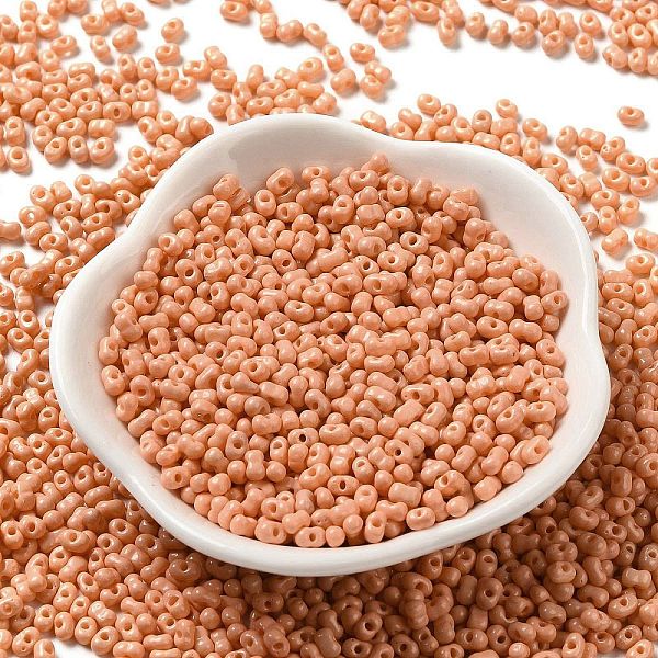 

PandaHall Baking Paint Glass Seed Beads, Peanut, Light Salmon, 3.5~4x2~2.5x2~2.3mm, Hole: 0.8mm, about 8000pcs/pound Glass Peanut