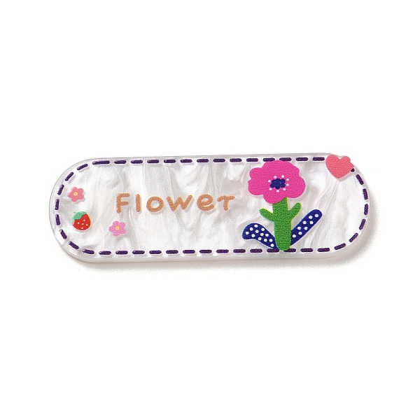 

PandaHall Acrylic Plastic Cabochons, Oval, Flower, 18.5x54x2.5mm Acrylic Flower White