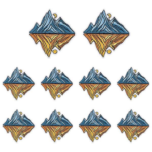 

PandaHall Day & Night Mountain Landscape Tourism Patches, Computerized Embroidery Cloth Iron on Patches, Costume Accessories, Orange...