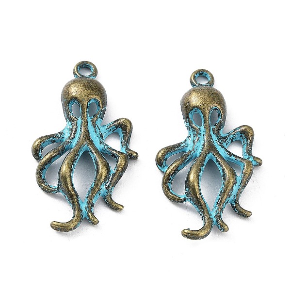 

PandaHall Alloy Pendant, Antique Bronze & Blue Patina, Octopus, 31x17x5mm, Hole: 2mm Alloy Octopus