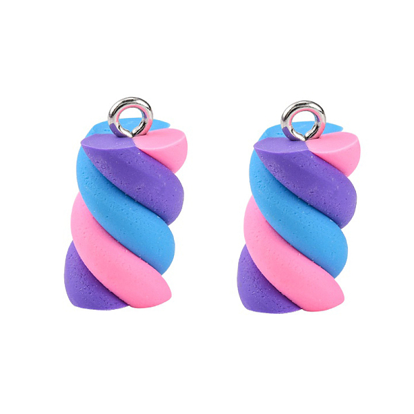 

PandaHall Handmade Polymer Clay Charms, with Platinum Tone Iron Findings, Marshmallow, Colorful, 17~19x9~10x9~10mm, Hole: 2mm Polymer Clay...