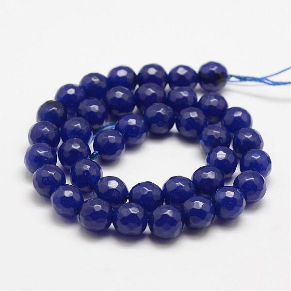 

PandaHall Faceted Natural White Jade Beads Strands, Round, Dyed, Blue, 10mm, Hole: 1.2~1.5mm, about 38pcs/strand, 14 inch(35.6cm) White...