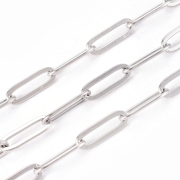

PandaHall 304 Stainless Steel Paperclip Chains, Drawn Elongated Cable Chains, Soldered, with Spool, Stainless Steel Color, Link...