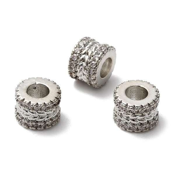 

PandaHall Rack Plating Brass Cubic Zirconia European Beads, Large Hole Beads, Cadmium Free & Lead Free, Long-Lasting Plated, Column with...