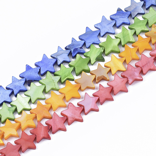 

PandaHall Freshwater Shell Beads Strands, Dyed, Star, Mixed Color, 12x12.5x3mm, Hole: 1mm, about 35pcs/strand, 15.55 inch(39.5cm) Freshwater..., Multicolor