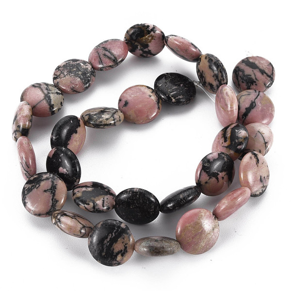 

PandaHall Natural Rhodonite Beads Strands, Flat Round, 14~15x6mm, Hole: 1mm, about 29pcs/strand, 15.94 inch(40.5cm) Rhodonite Flat Round