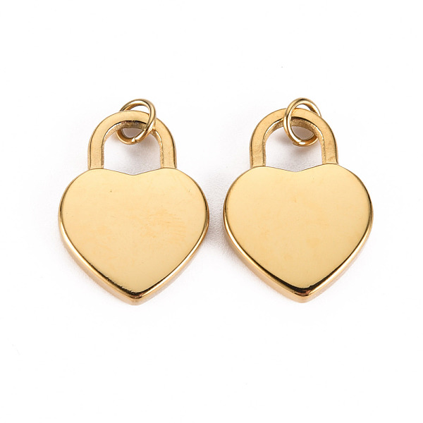 

PandaHall 304 Stainless Steel Pendants, with Jump Rings, Heart, Real 14K Gold Plated, 20x15x3mm, Jump Ring: 4.8x0.8mm, 3.2mm inner diameter...