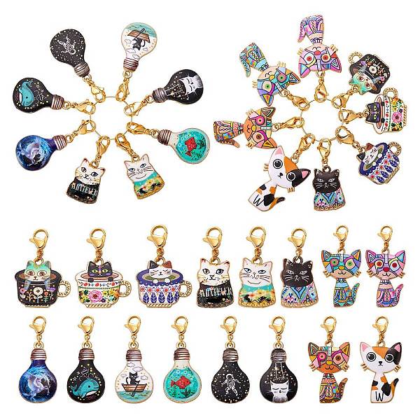 

PandaHall Alloy Enamel Pendant Decoration, 304 Stainless Steel Lobster Clasp Charms, for Keychain, Purse, Backpack Ornament, Cat, 30~41mm...