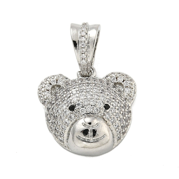 

PandaHall Brass Micro Pave Clear Cubic Zirconia Pendants, Bear, Platinum, 28.5x19.5x6mm, Hole: 7x4mm Brass+Cubic Zirconia Bear Clear