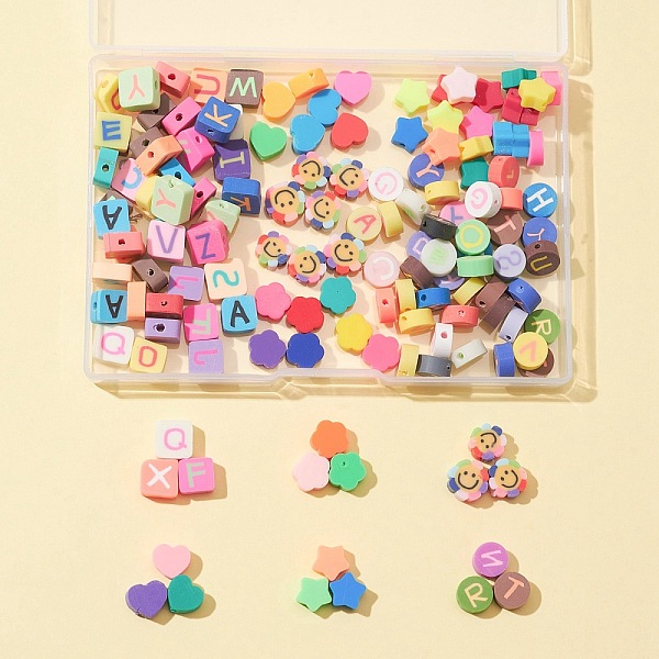 

PandaHall Handmade Polymer Clay Beads, Star & Flower & Heart, Mixed Color, 8.5~10x8.5~10.5x4~5.3mm, Hole: 1.4~2.5mm, 150pcs/box Polymer Clay..., Multicolor