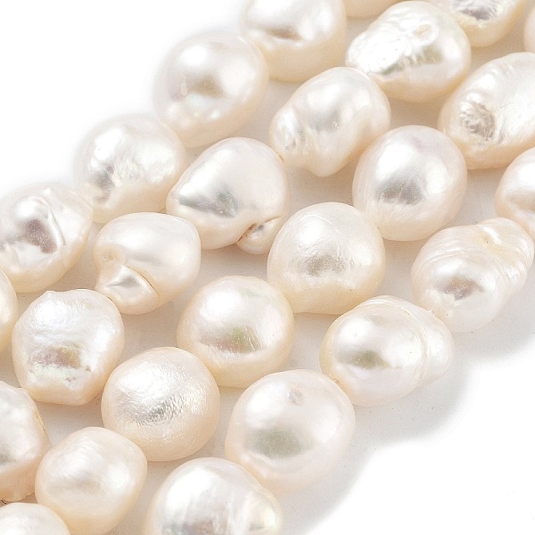 

PandaHall Natural Cultured Freshwater Pearl Beads Strands, Two Sides Polished, Grade 4A, Snow, 10~11mm, Hole: 0.7mm, about 17pcs/strand..., White