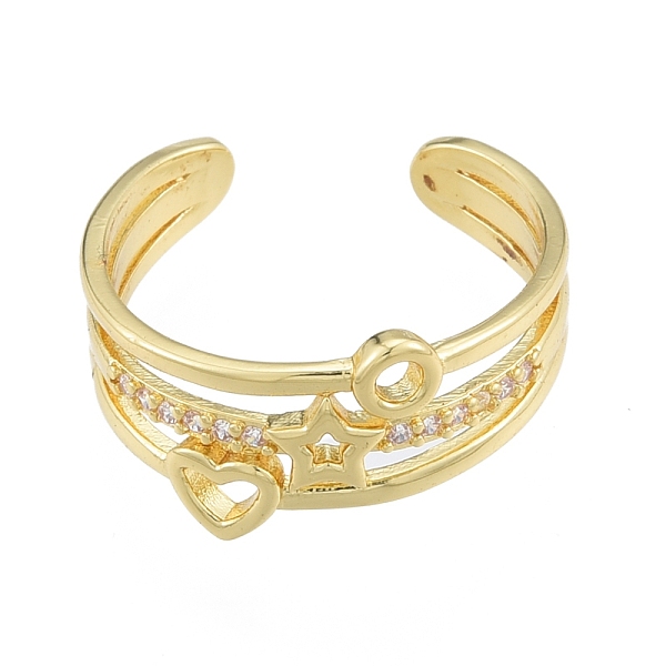 

PandaHall Clear Cubic Zirconia Star & Heart Open Cuff Ring, Brass Jewelry for Women, Real 18K Gold Plated, US Size 7 1/2(17.7mm) Brass+Cubic...