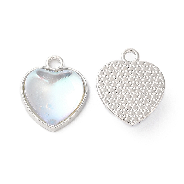 

PandaHall Alloy Pendants, Resin Heart Charms, Platinum, Clear, 16.5x14x6.5mm, Hole: 2mm Alloy+Resin Heart Clear
