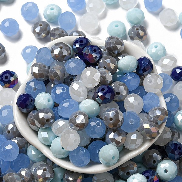 

PandaHall Glass Beads, Faceted, Rondelle, Light Blue, 10x8mm, Hole: 1mm, about 560pcs/500g Glass Rondelle