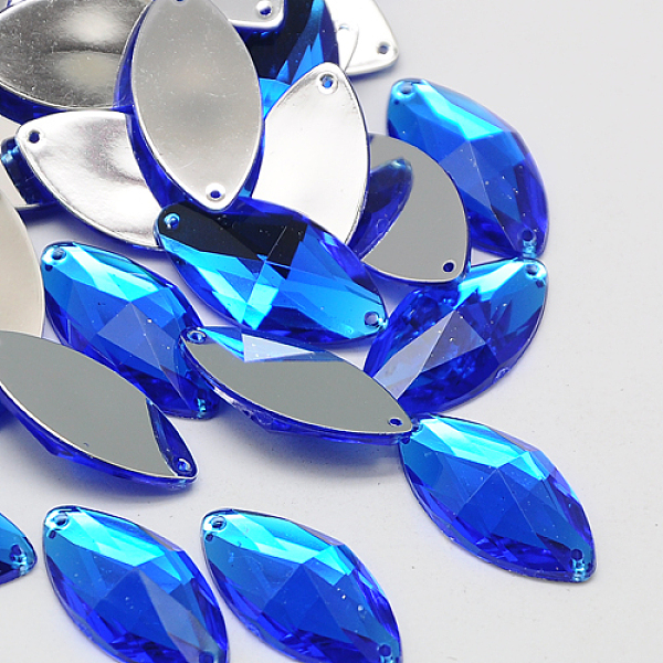

PandaHall Sew on Rhinestone, Taiwan Acrylic Rhinestone, Two Holes, Garment Accessories, Faceted, Horse Eye, Blue, 30x15x7mm, Hole: 1mm...