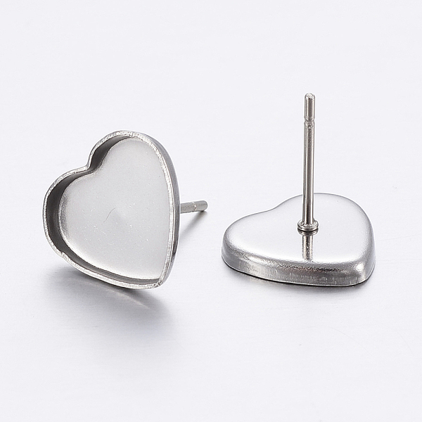 

PandaHall 304 Stainless Steel Ear Stud Findings, Heart, Stainless Steel Color, Tray: 11.5x10mm, 11x12x1.5mm, Pin: 0.8mm 304 Stainless Steel...