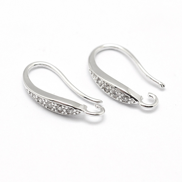 

PandaHall Brass Micro Pave Cubic Zirconia Earring Hooks, with Horizontal Loop, Lead Free & Nickel Free & Cadmium Free, Real Platinum Plated...