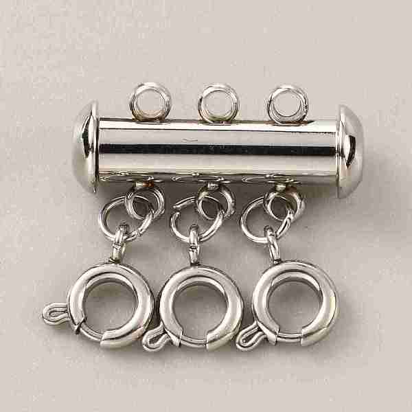 

PandaHall 304 Stainless Steel Slide Lock Clasps, Peyote Clasps, with Spring Clasps and Loops, Tube, for Jewelry Making, Stainless Steel...