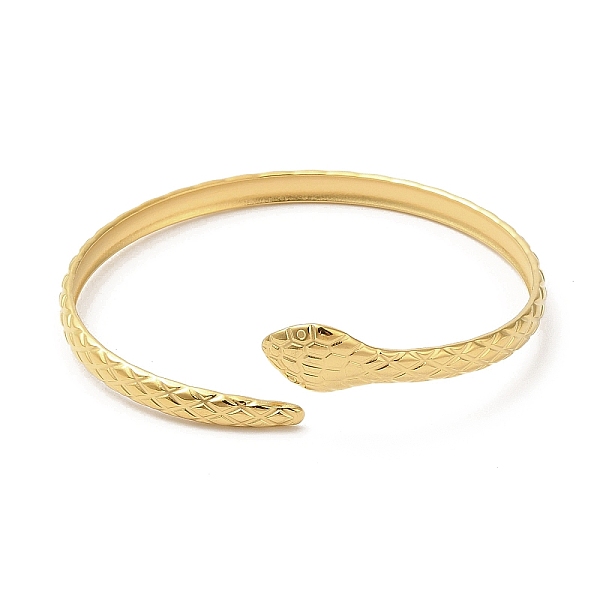 

PandaHall Ion Plating(IP) 304 Stainless Steel Bangles, Snake Cuff Bangles, Jewelry for Women, Real 18K Gold Plated, Inner Diameter: 2-1/4...