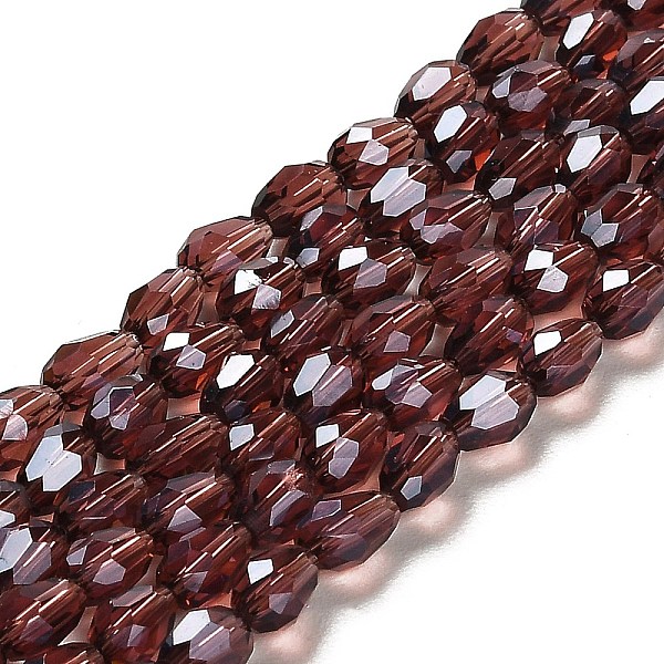 

PandaHall Electroplate Glass Beads Strands, Pearl Luster Plated, Faceted, teardrop, Purple, 6x4mm, Hole: 1mm, about 72pcs/strand, 15 inch...