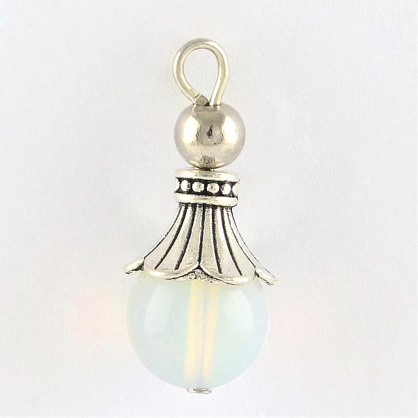 

PandaHall Opalite Pendants, with Alloy Findings, Antique Silver, Snowcone, 29.5x12.5mm, Hole: 2.5mm Opalite Cone